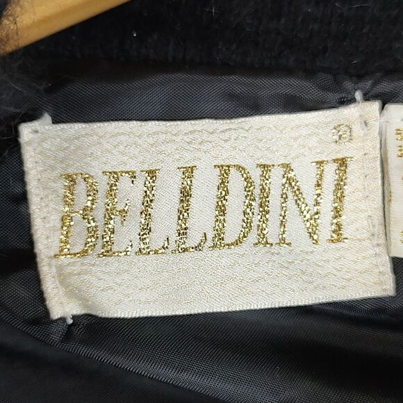 Belldini Black Angora Blend Floral Beaded Cardigan Sweater Retro Vintage - Picture 2 of 14